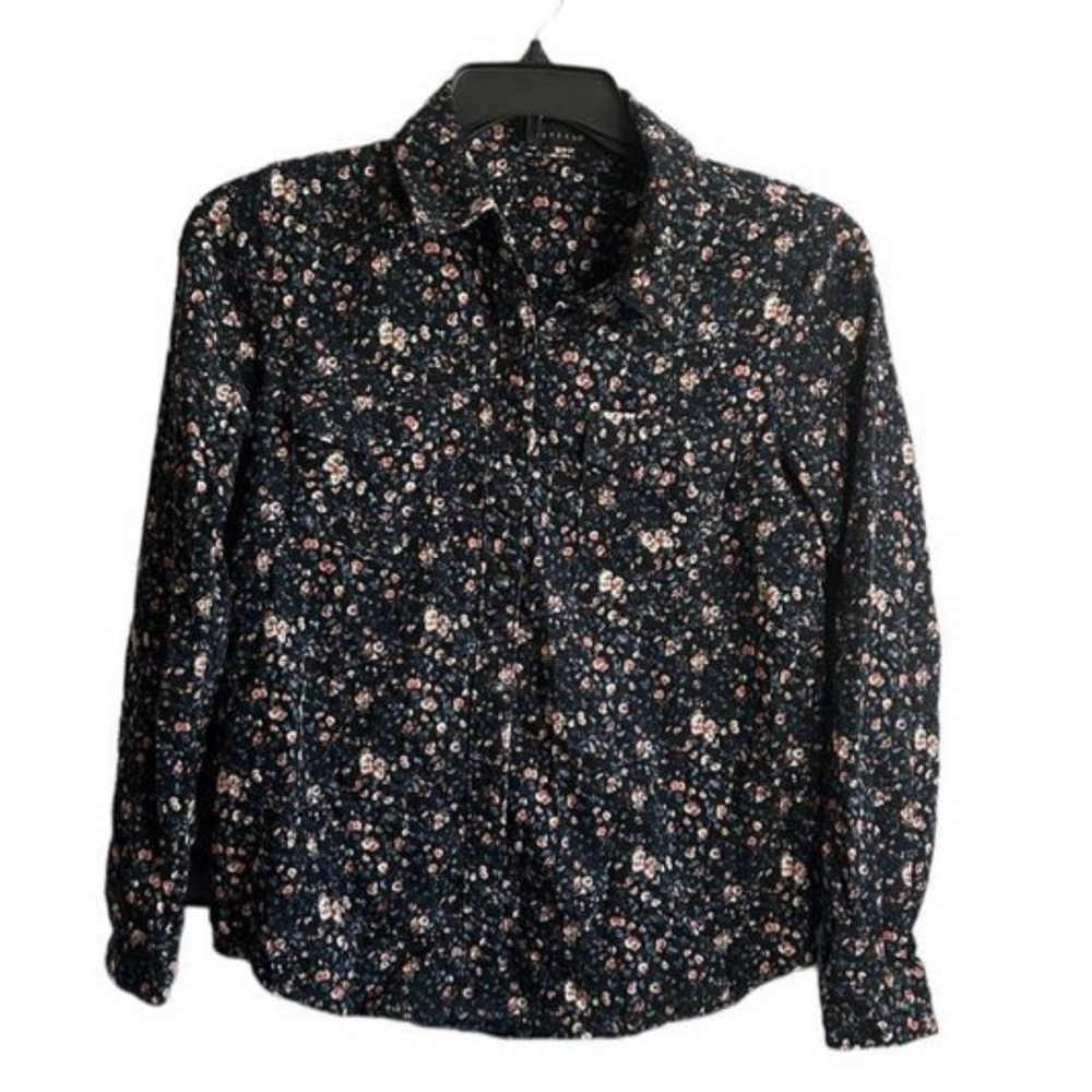 Sanctuary Navy Black Floral Button-Down Shirt